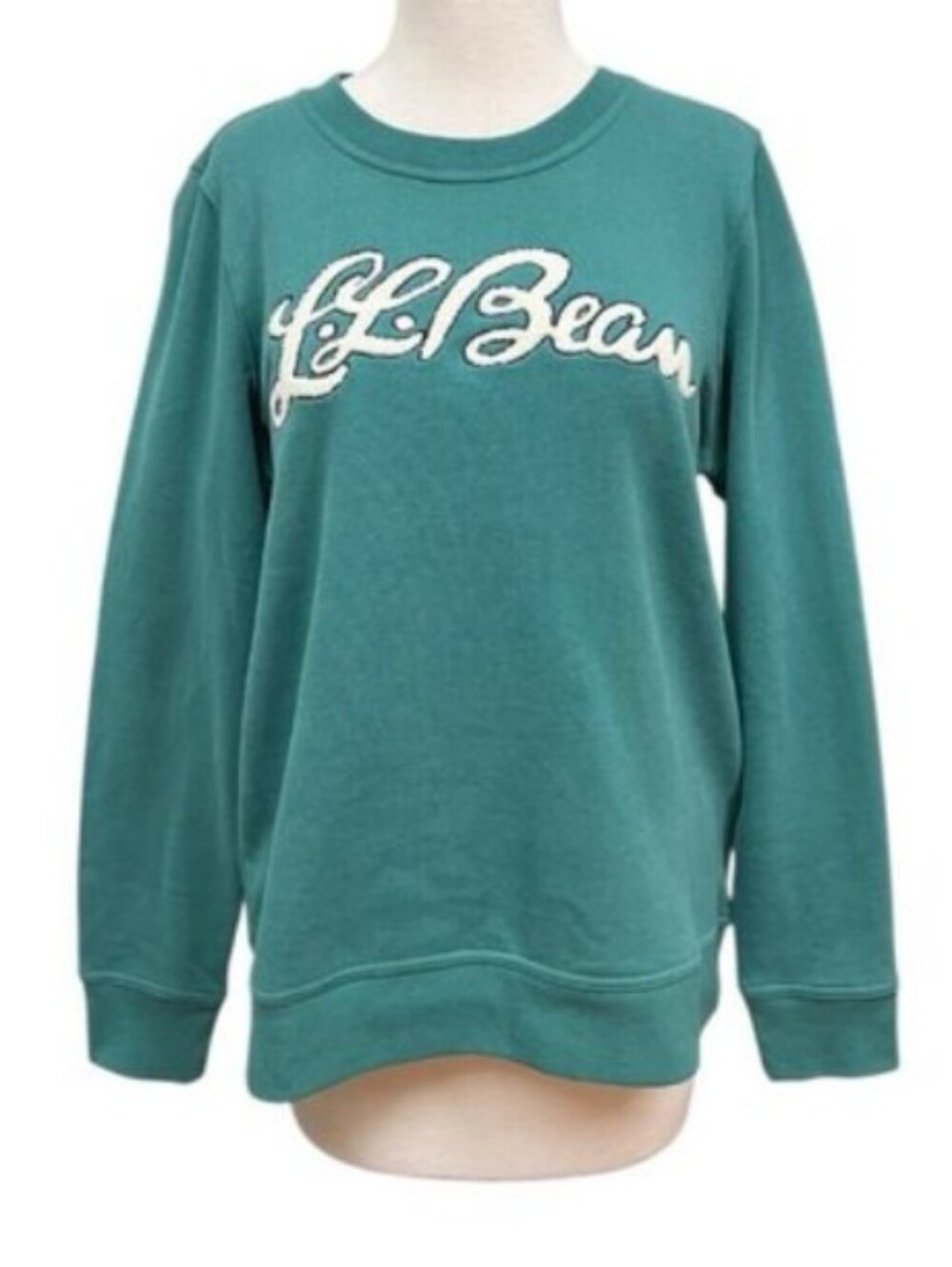 L.L.Bean 1912 Crewneck Logo Sweatshirt for Women Green Embroidered Large EUC